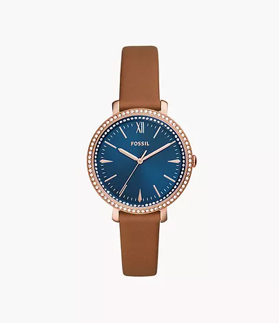 Fossil Watch with Brown Leather Strap and Blue Dial - ES4930 - Fossil