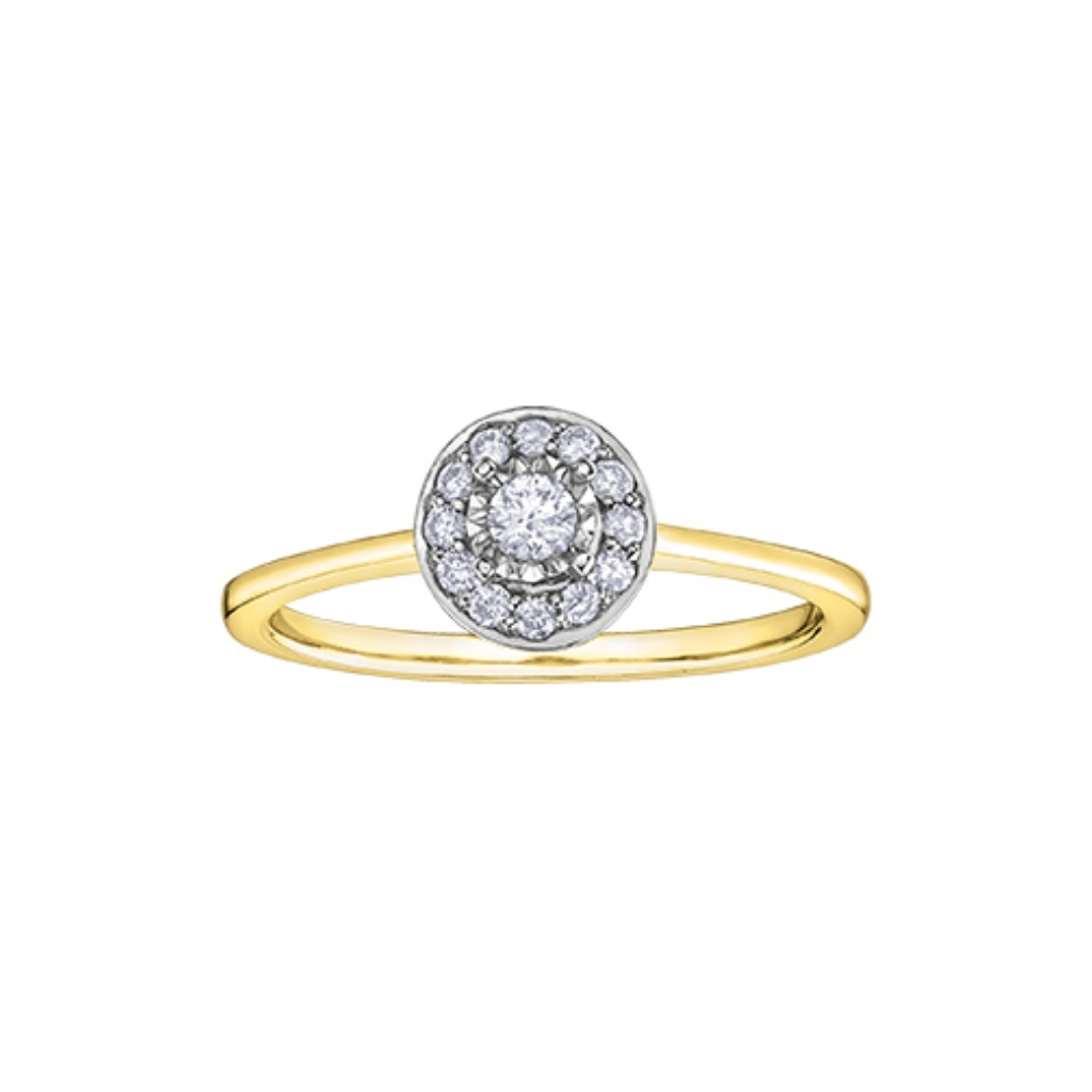 Bague or 2 tons (jaune/blanc) 10 carats, 19 points de diamants total - DX818YW19 - Corona