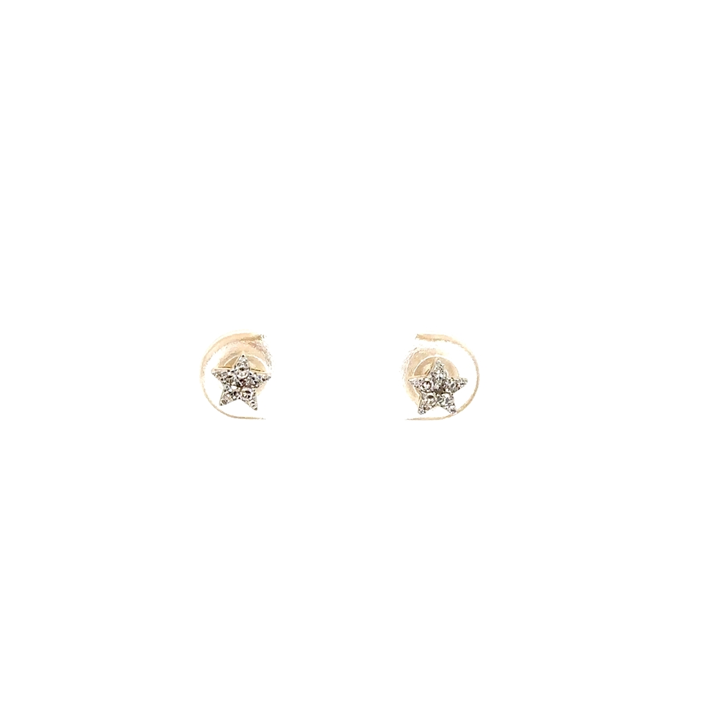 Boucles d'oreilles fixes vissées, étoiles, or jaune 10 carats, 12 oints de diamant de laboratoire total, VS/EF, certificat - LGE46509-12 - Exclusivités