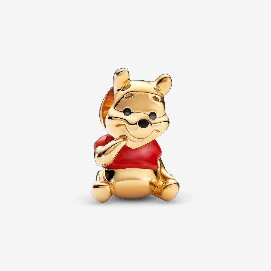 Bille Disney, Winnie L'ourson, métal unique plaqué d'or 14 carats, émail rouge - 762212C01 - Pandora