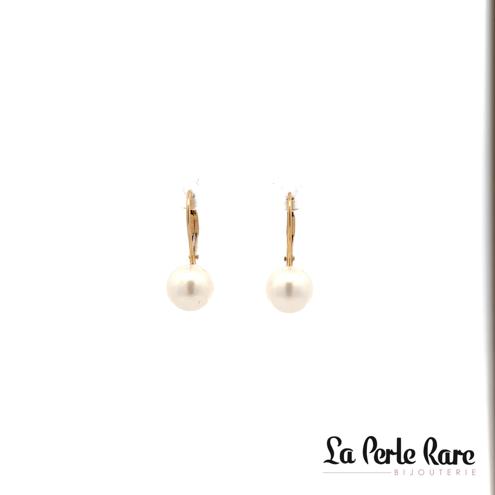 Anneaux or blanc, perles, 8-8.5 mm - PR14-LB-885 - Exclusivités