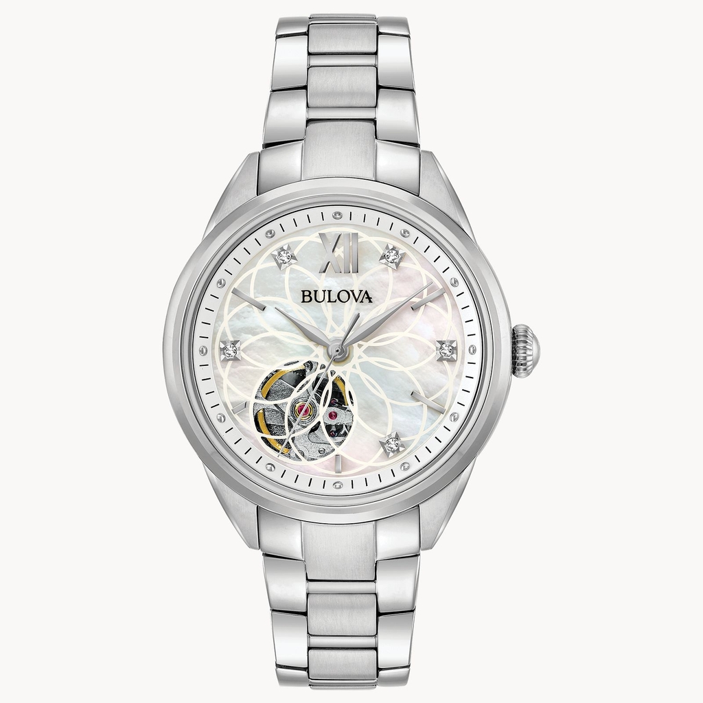 Montre automatique, acier inoxydable, fond nacré - 96P181 - Bulova