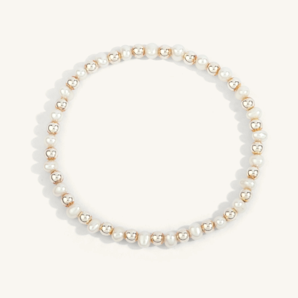 Bracelet extensible, argent, perles, 4 millimètres