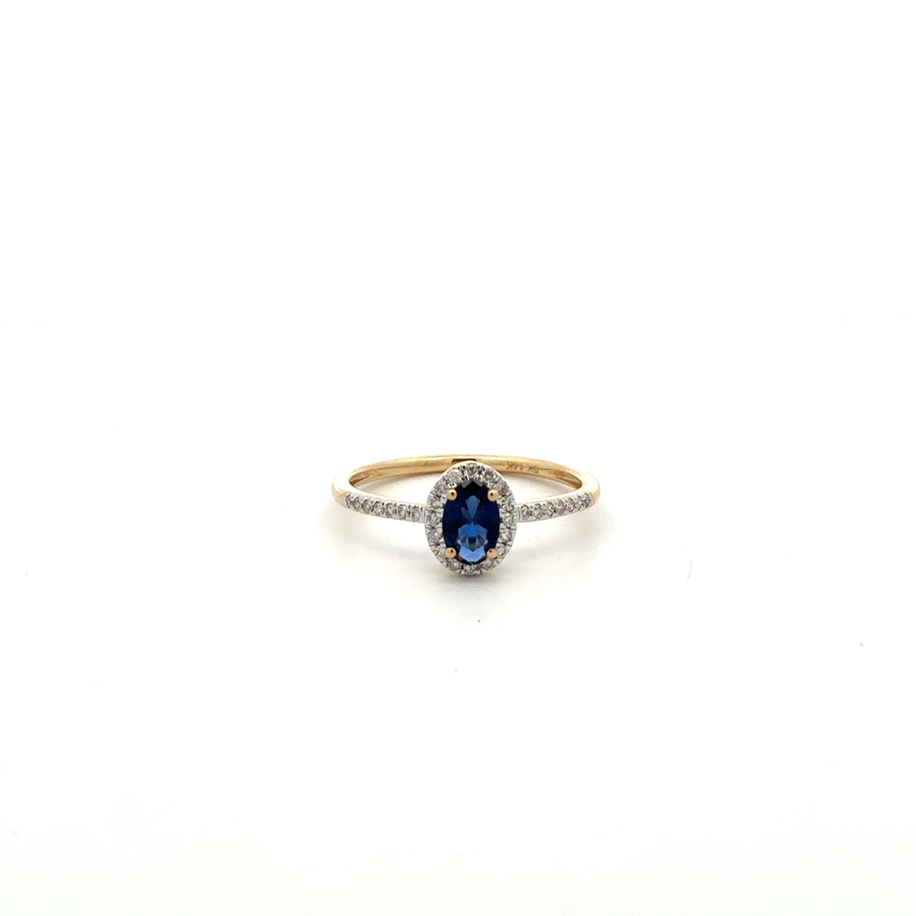 Bague or jaune 14 carats, saphir, diamants - SKR43393-SD - Exclusivités
