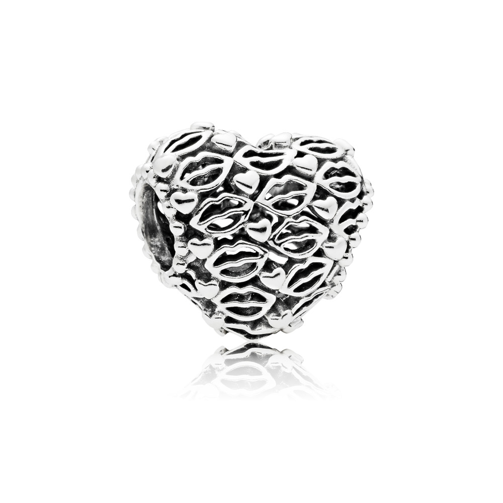 Bille coeur avec lèvres, argent