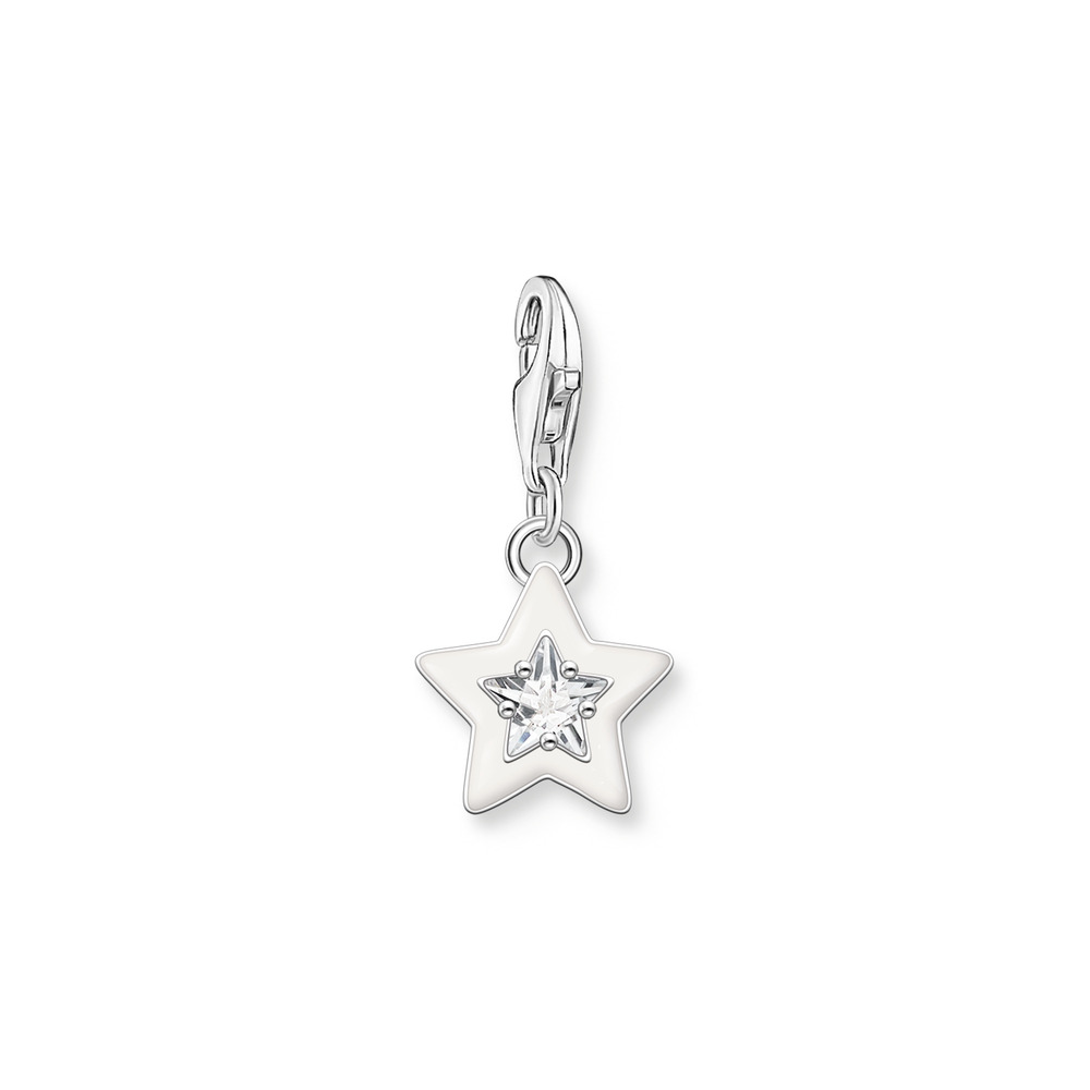 Charm étoile, argent, émail blanc, zircon - 2044-041-14 - Thomas Sabo