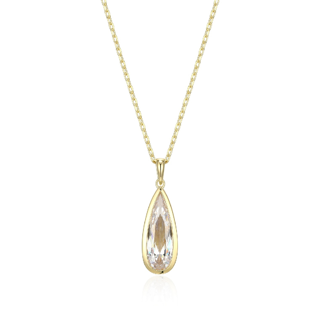 Pendentif argent finition or jaune, zircon incolore - 30LC0X0046 - Elle