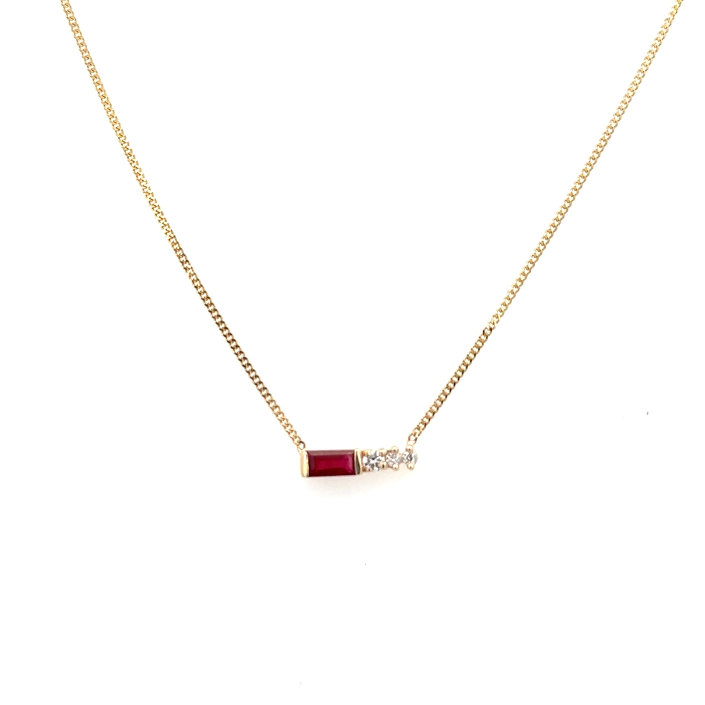 Collier or jaune 10 carats, rubis, 2.5 points de diamant total, certificat - FIG2918P-R - Beverly Hills