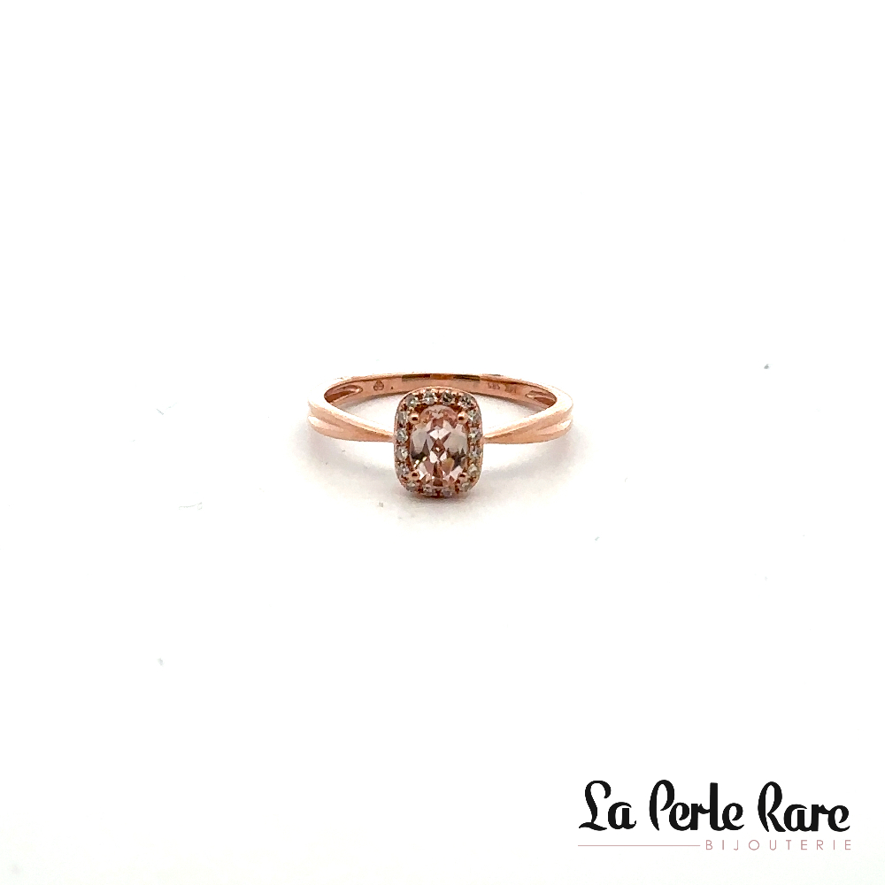 Bague or rose 14 carats, morganite de 39 points, 8 points de diamants total - 7535MOR4RYA11 - Exclusivités