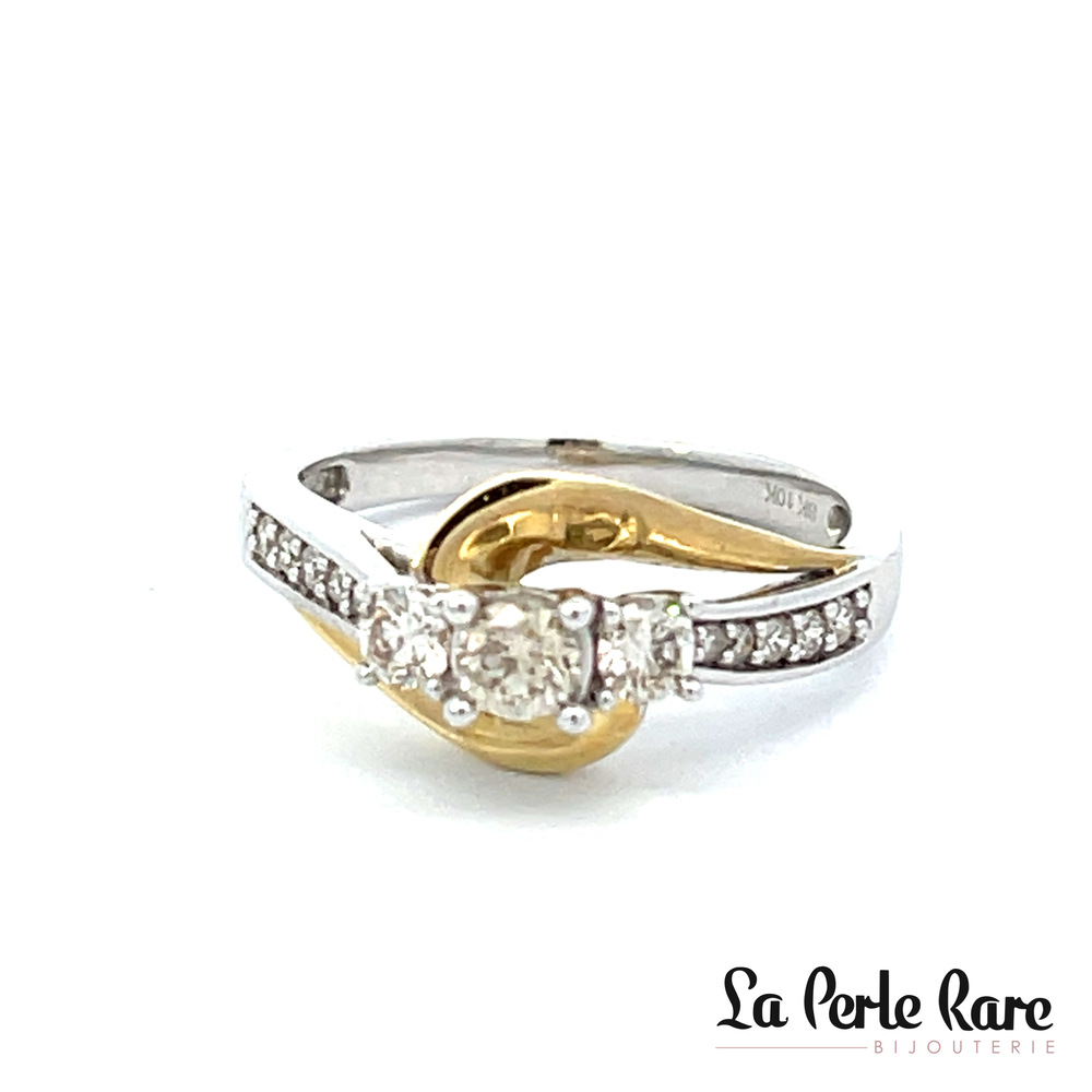 Bague or 2 tons (blanc/jaune), 50 pts dia tot - SKR24889-50 - Sk Diamonds