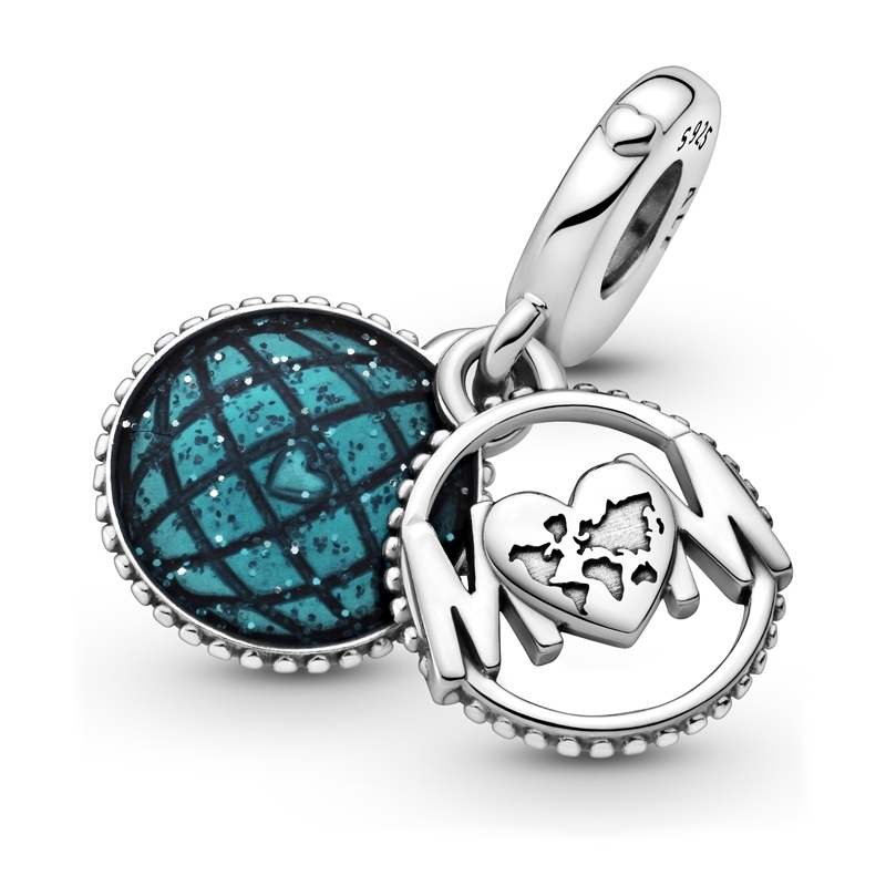 Bille globe scintillant maman, émail bleu - 799368C01 - Pandora