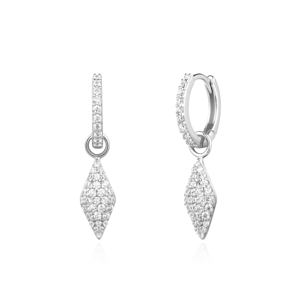 Anneaux de type huggies argent rhodié, zircons incolores - E061-13H - Ania Haie