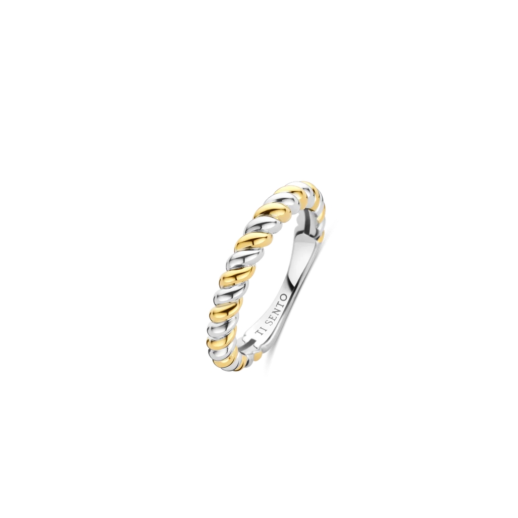 Bague torsade, argent 2 tons (blanc et jaune) - 12378SY-54 - Ti Sento