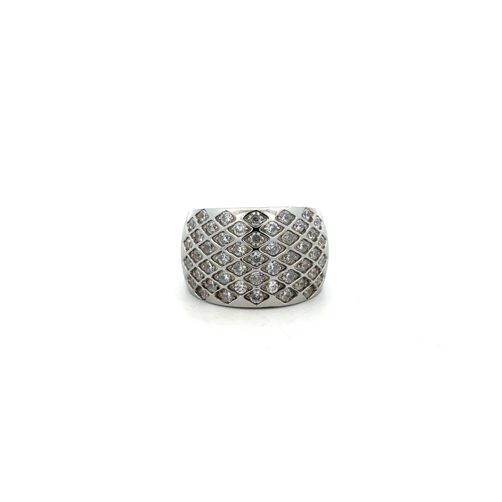 Bague en acier inoxydable et zircons incolores, grandeur 6