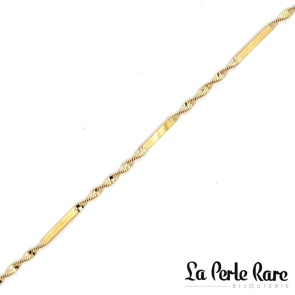 Bracelet singapour alterné, or jaune 10 carats - LPR-2840-7 - Exclusivités