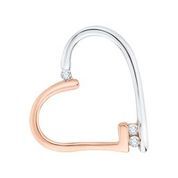 Pendentif coeur 2 tons rose et blanc 4 points diamants Pendentif coeur 2 tons rose et blanc 4 points diamants