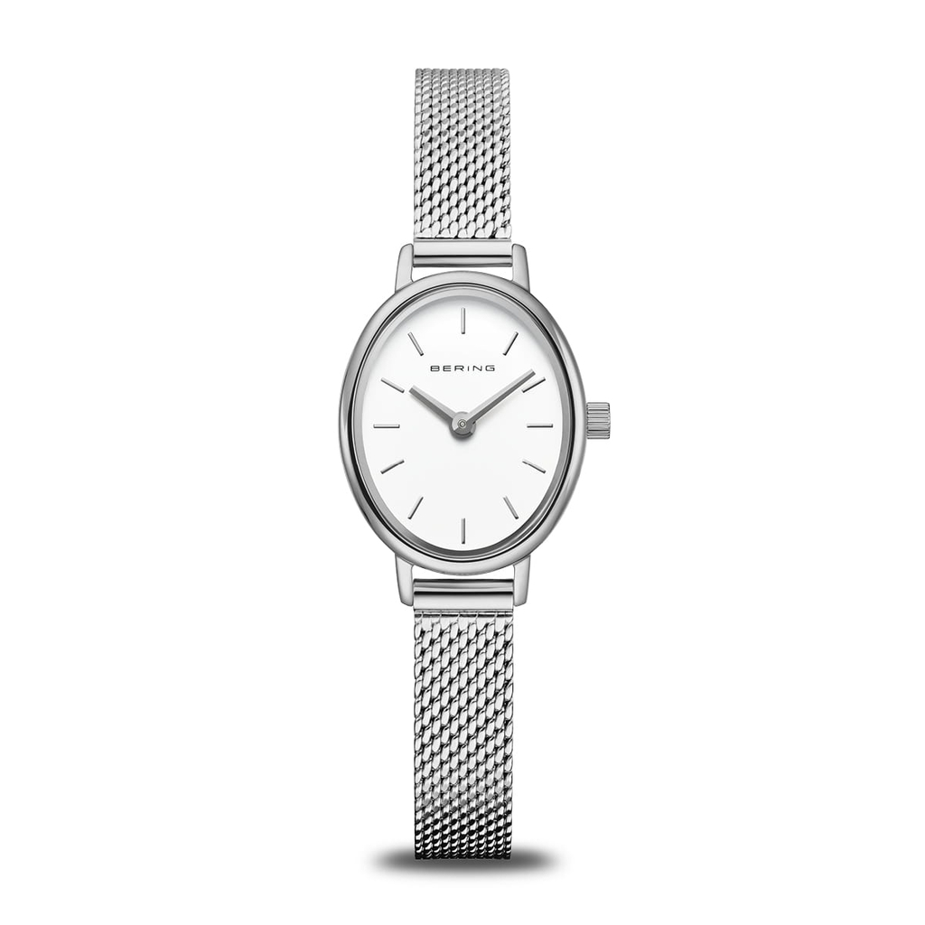 Montre ovale, acier inoxydable, fond blanc - 11020-004 - Bering