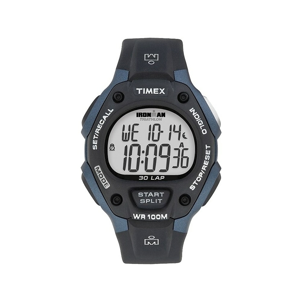 Montre ironman, silicone noir/bleu