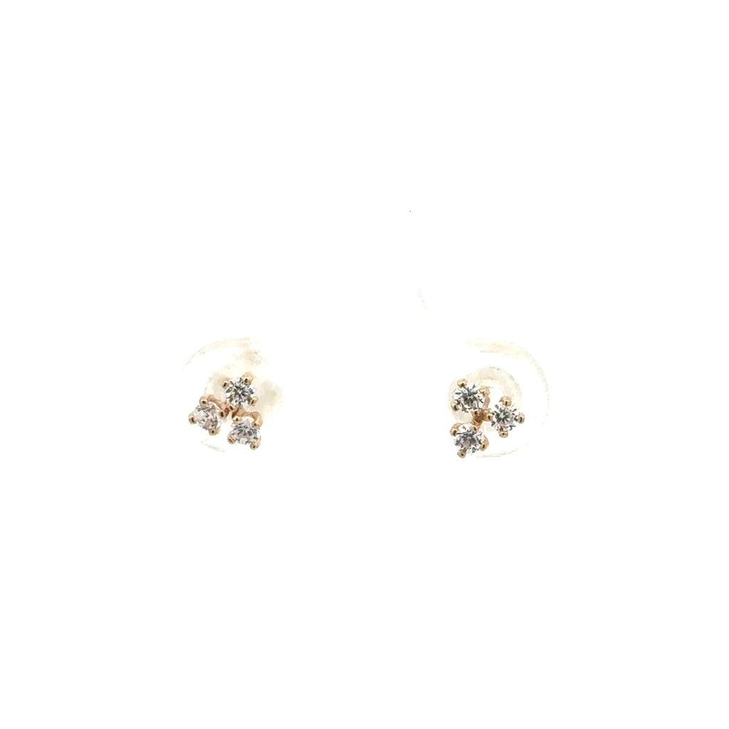 Boucles d'oreilles fixes vissées or jaune 10 carats, zircons incolores - 8239-BLANC - Exclusivités