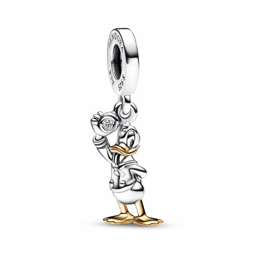 Bille donald duck, 100e anniversaire disney, argent, or 14k, dia lab - 792683C01 - Pandora