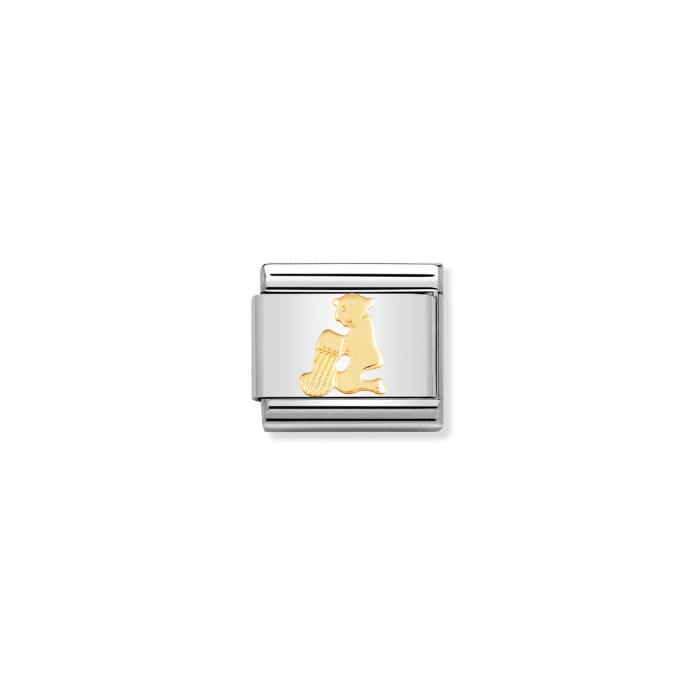 Maille classique zodiaque Verseau, acier inoxydable, finition or jaune 18 carats - 03010411 - NOMINATION