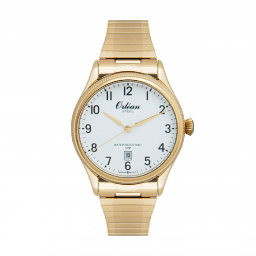 Montre extensible, acier inoxydable doré, fond blanc - ME3530 - Orlean