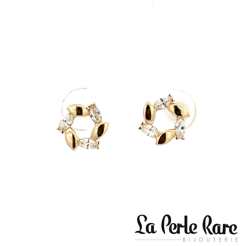 Boucles d'oreilles fixes or jaune 10 carats, zircons incolores - EZG-618-J - Exclusivités