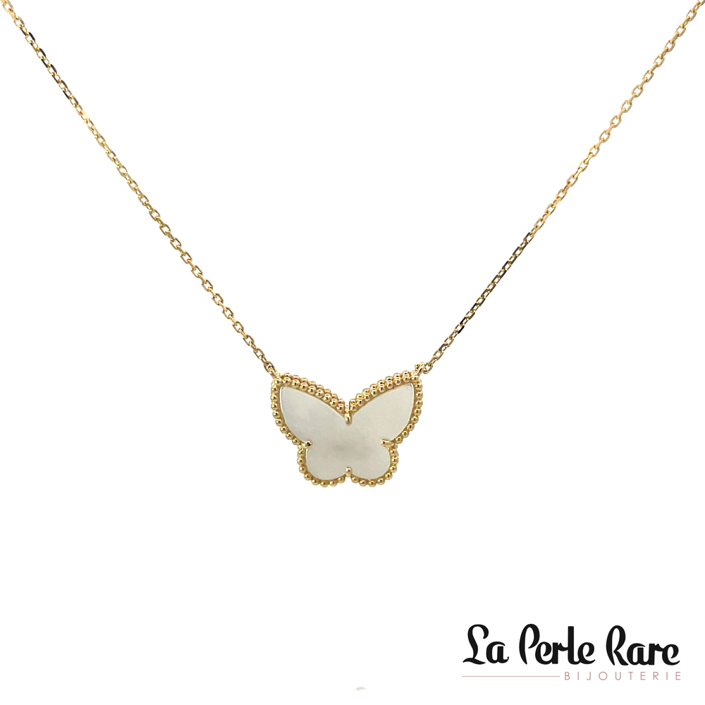 Collier papillon, or jaune, nacre de perle - LPR-1945 - Exclusivités