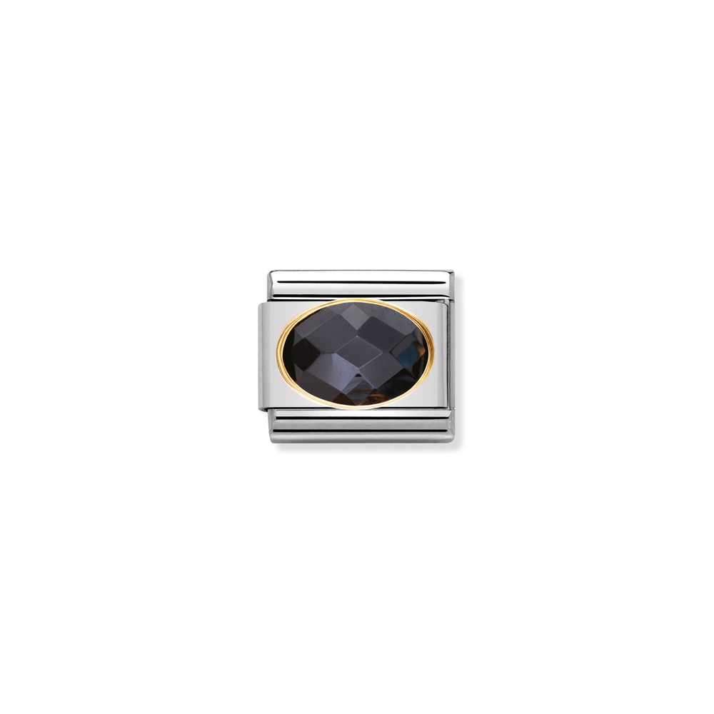 Maille classique acier inoxydable, finition or jaune 18 carats, zircon noir Maille classique acier inoxydable, finition or jaune 18 carats, zircon noir