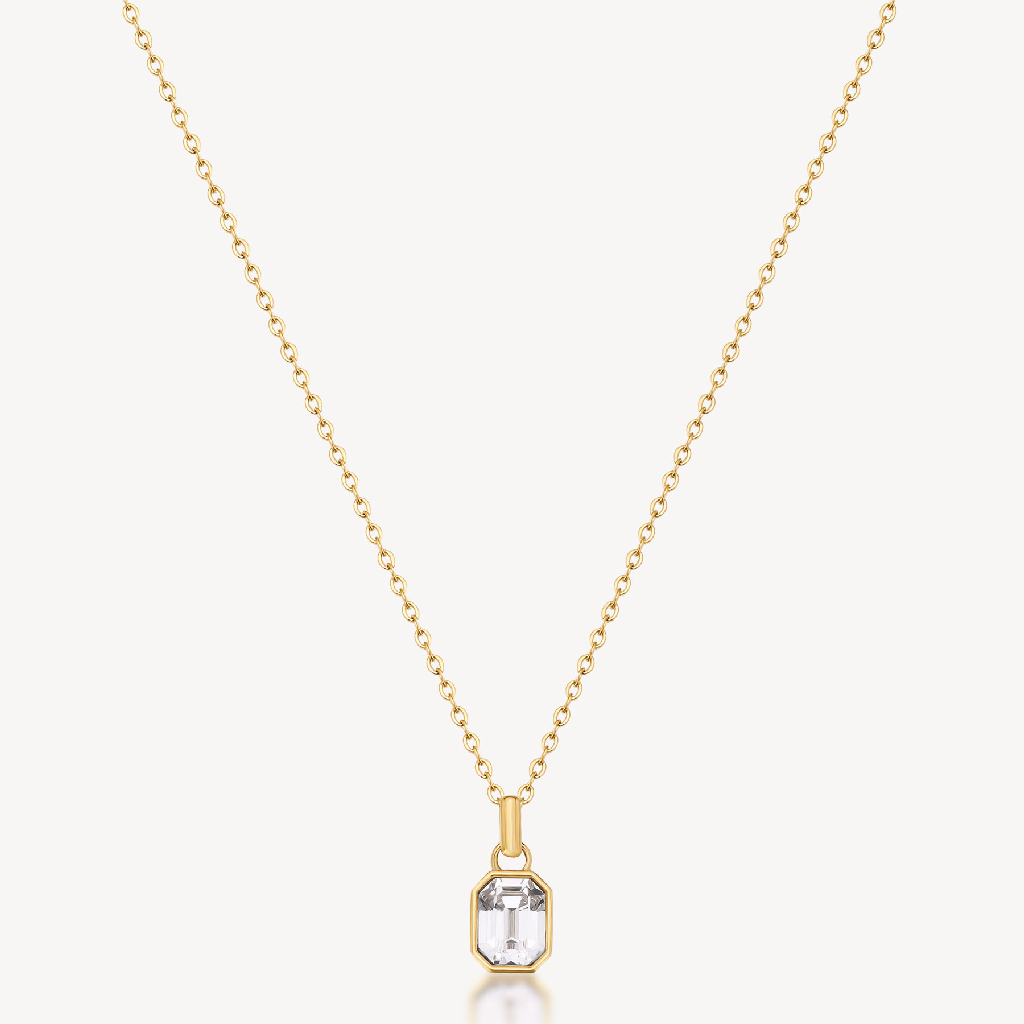 Pendentif acier inoxydable avec finition en or et cristal