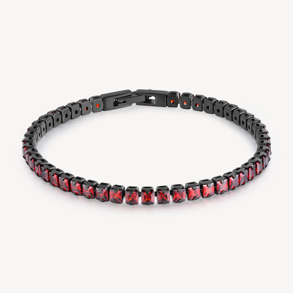 Bracelet tennis avant-garde, acier noir, zircons rouges - BVD26 - Brosway Italia