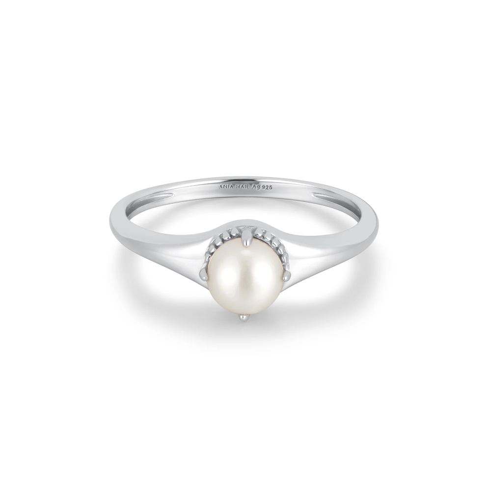 Bague argent rhodié, perle d'eau douce - R058-06H-56 - Ania Haie