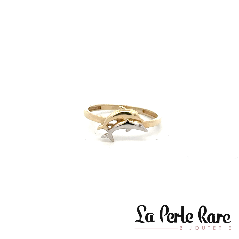 Bague dauphins, or 2 tons (jaune/blanc) 10 carats - RMDC0116472T - Exclusivités