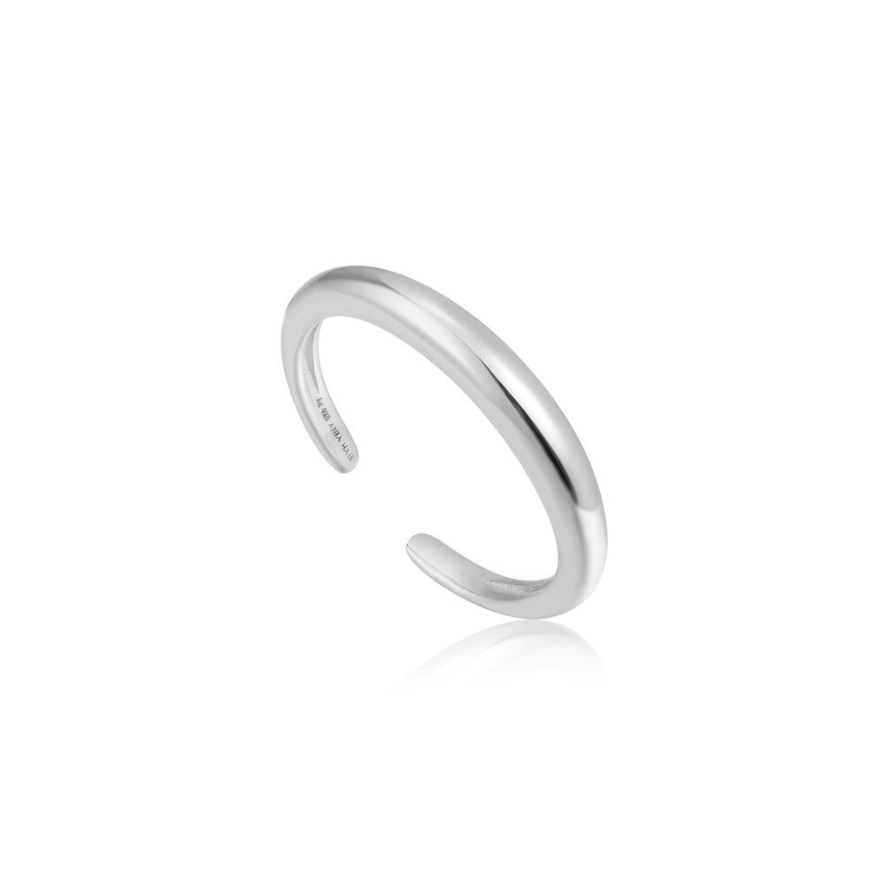 Luxury band silver rhodium open ring - R024-01H - Ania Haie