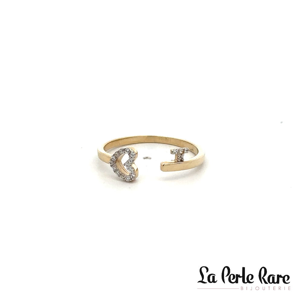 Bague coeur, or jaune 10 carats, zircons incolores - RDD013448J - Exclusivités