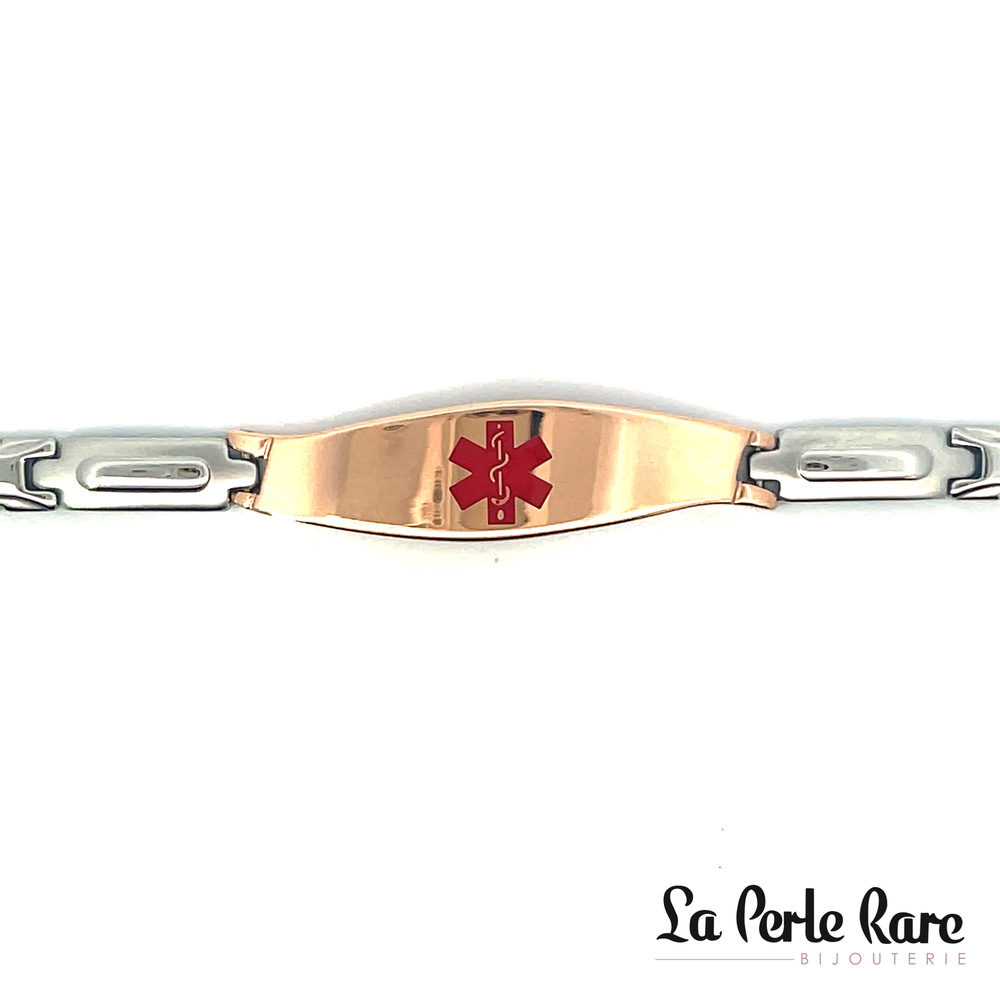 Bracelet médical, acier 3 tons (blanc/rose/jaune) Bracelet médical, acier 3 tons (blanc/rose/jaune)