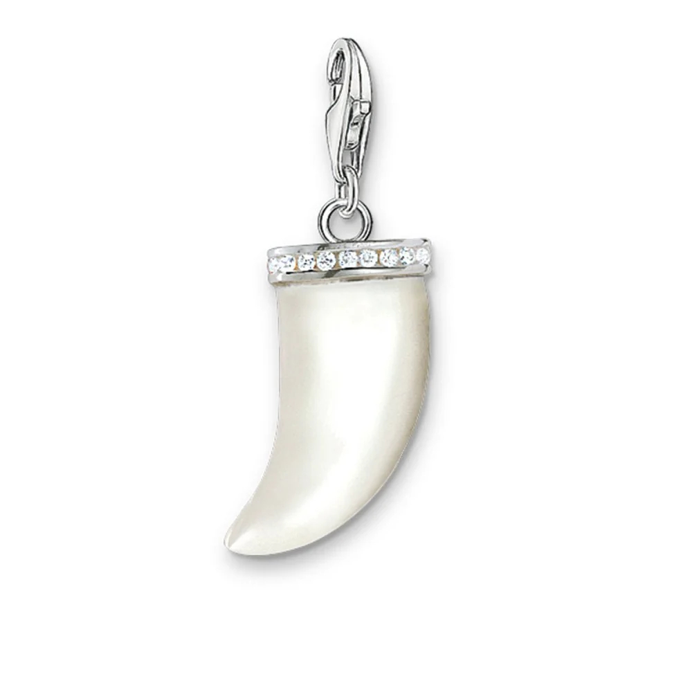 Charm dent, argent, nacre de perle