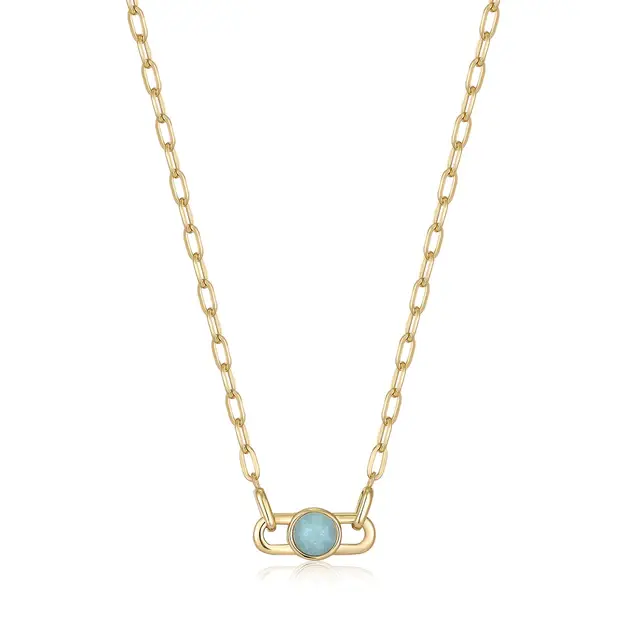 Collier argent doré, amazonite - N045-05G-AM - Ania Haie