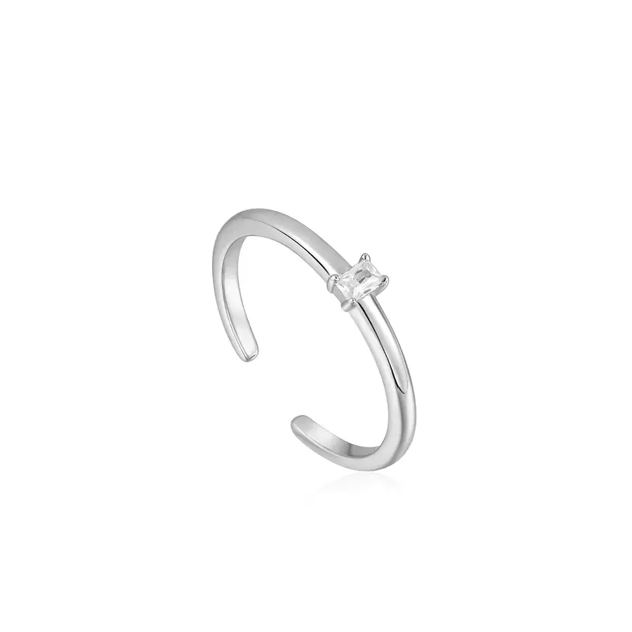 Bague ajustable argent rhodié, zircon - R037-01H - Ania Haie