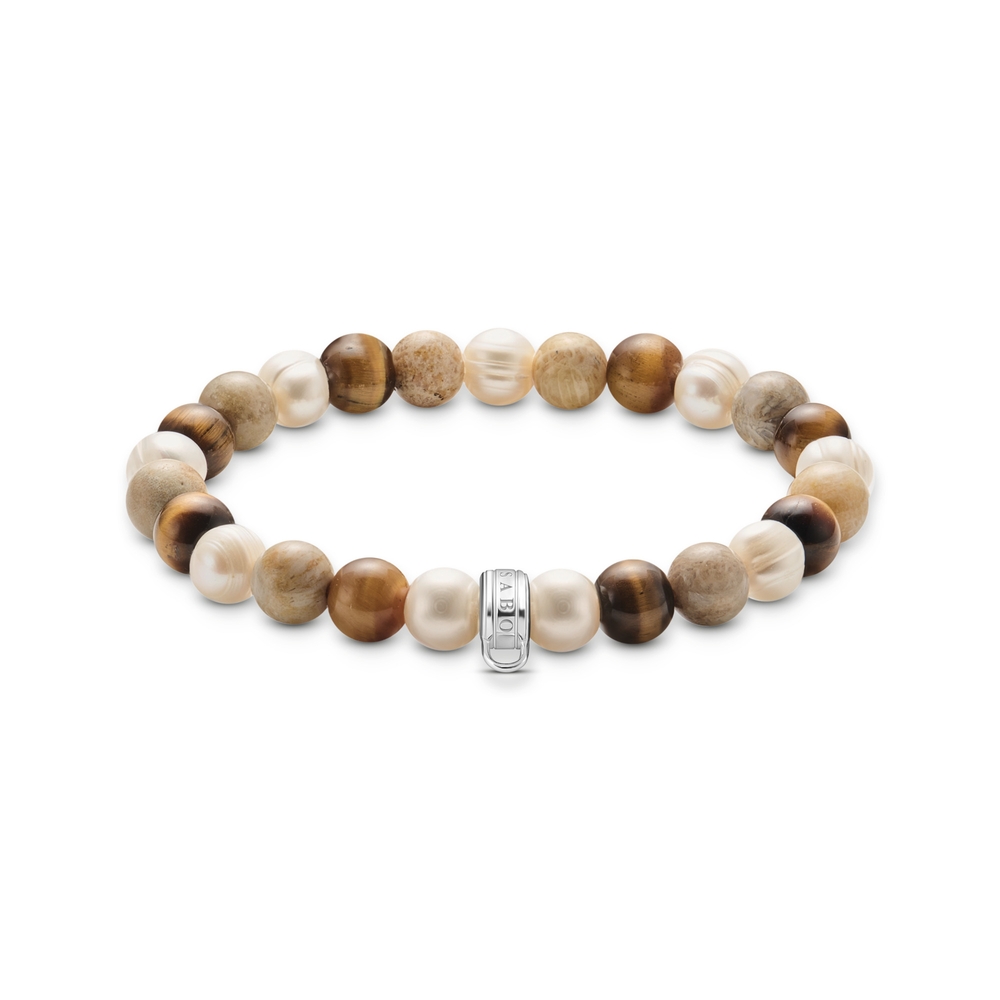 Bracelet extensible, argent, perles d'eau douce, oeil-de-tigre, jaspe Daisy - X0293-014-7-L17 - Thomas Sabo