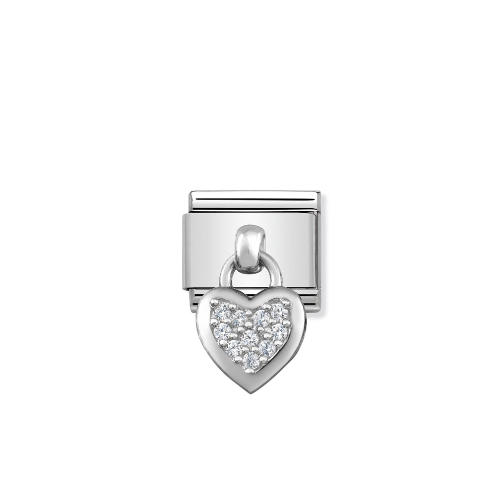 Maille classique coeur, acier inoxydable, argent, zircons incolores - 33180001 - NOMINATION