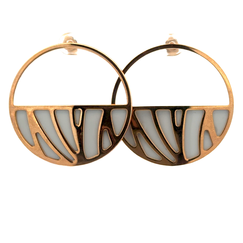 Boucles d’oreilles fixes en laiton avec finition en or avec insertion