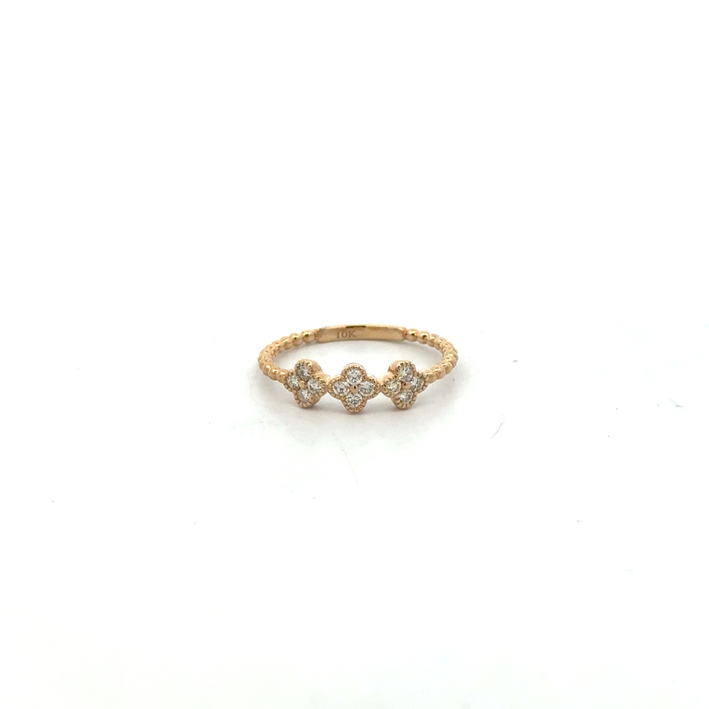 Bague de style Van Cleef, or jaune 10 carats, 25 points de diamant total