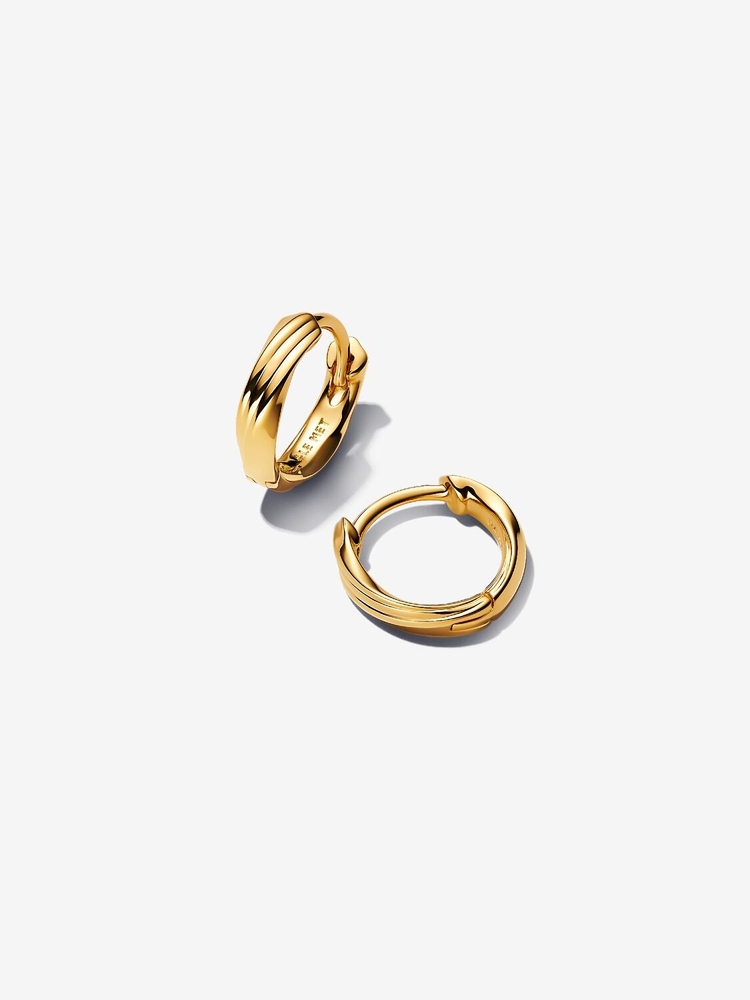 Anneaux de type huggies torsadés, métal unique plaqué d'or 14 carats - 263871C00 - Pandora