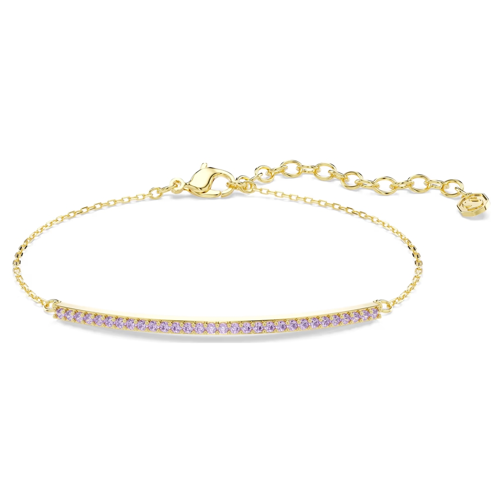 Bracelet Only, gold tone metal, crystals violets
