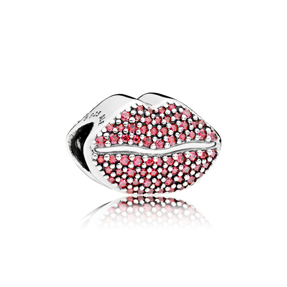 Bille lèvres, argent, zircons rouges