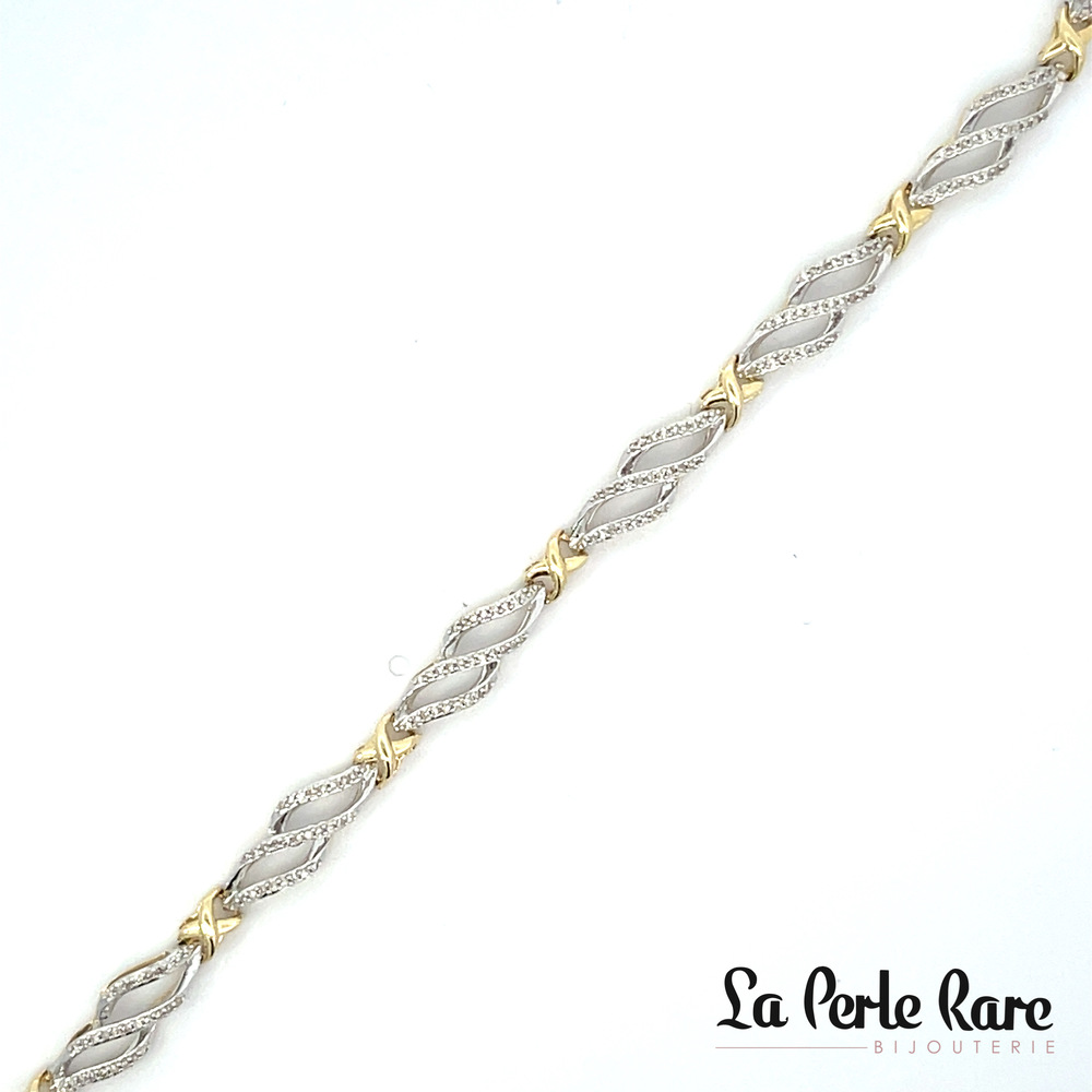 Bracelet or 2 tons (jaune/blanc), 50 pts dia tot Bracelet or 2 tons (jaune/blanc), 50 pts dia tot