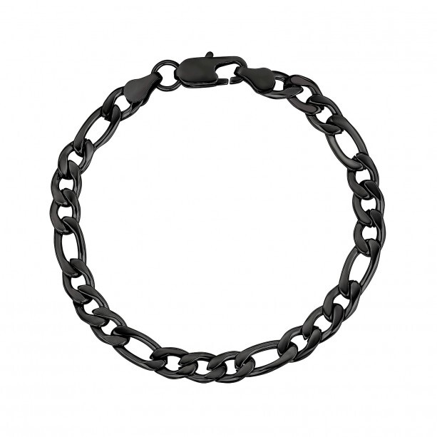 Bracelet figaro, acier noir