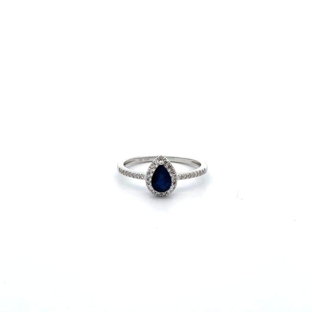 Bague or blanc 14 carats, saphir, diamants - SKR43392-SD - Exclusivités