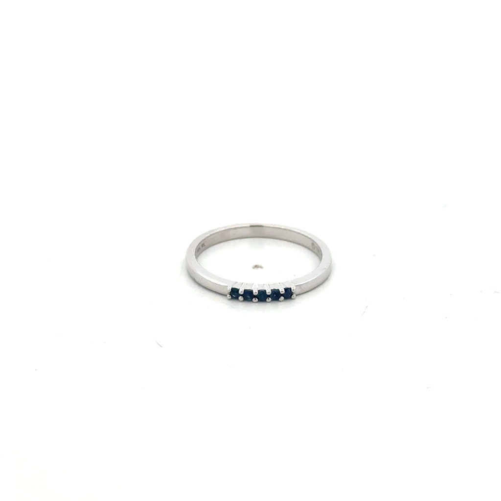 Jonc semi-éternité or blanc 10 carats, saphirs